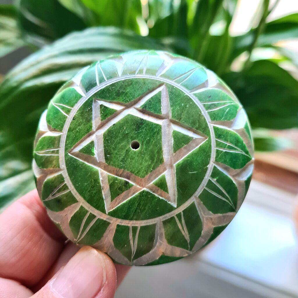 rökelsehållare täljsten rund grön