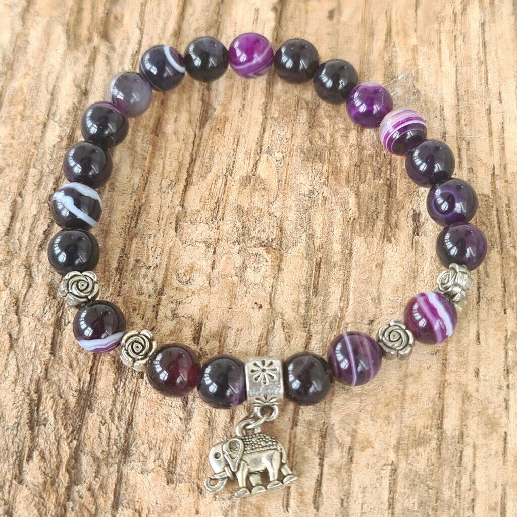 Armband -Chevronametist med elefant