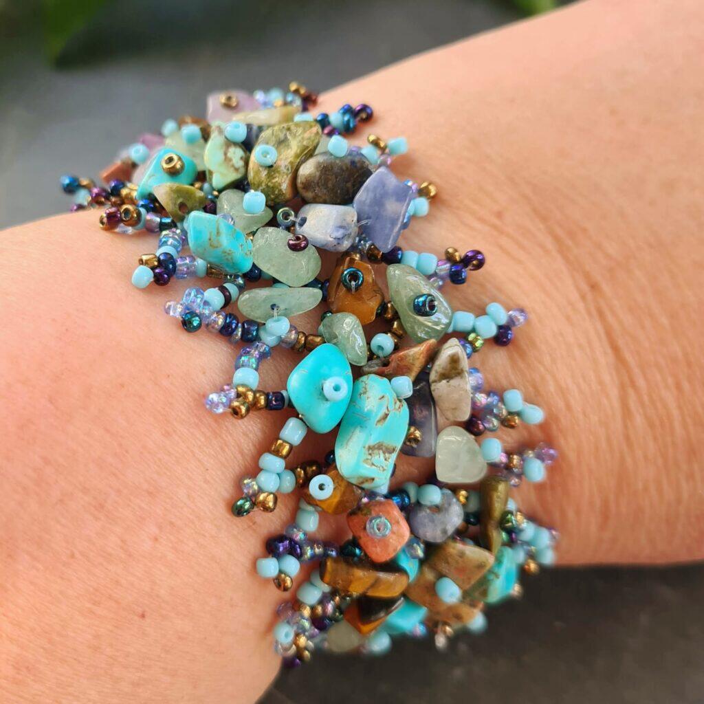 Armband - turkost - blandade stenar 2