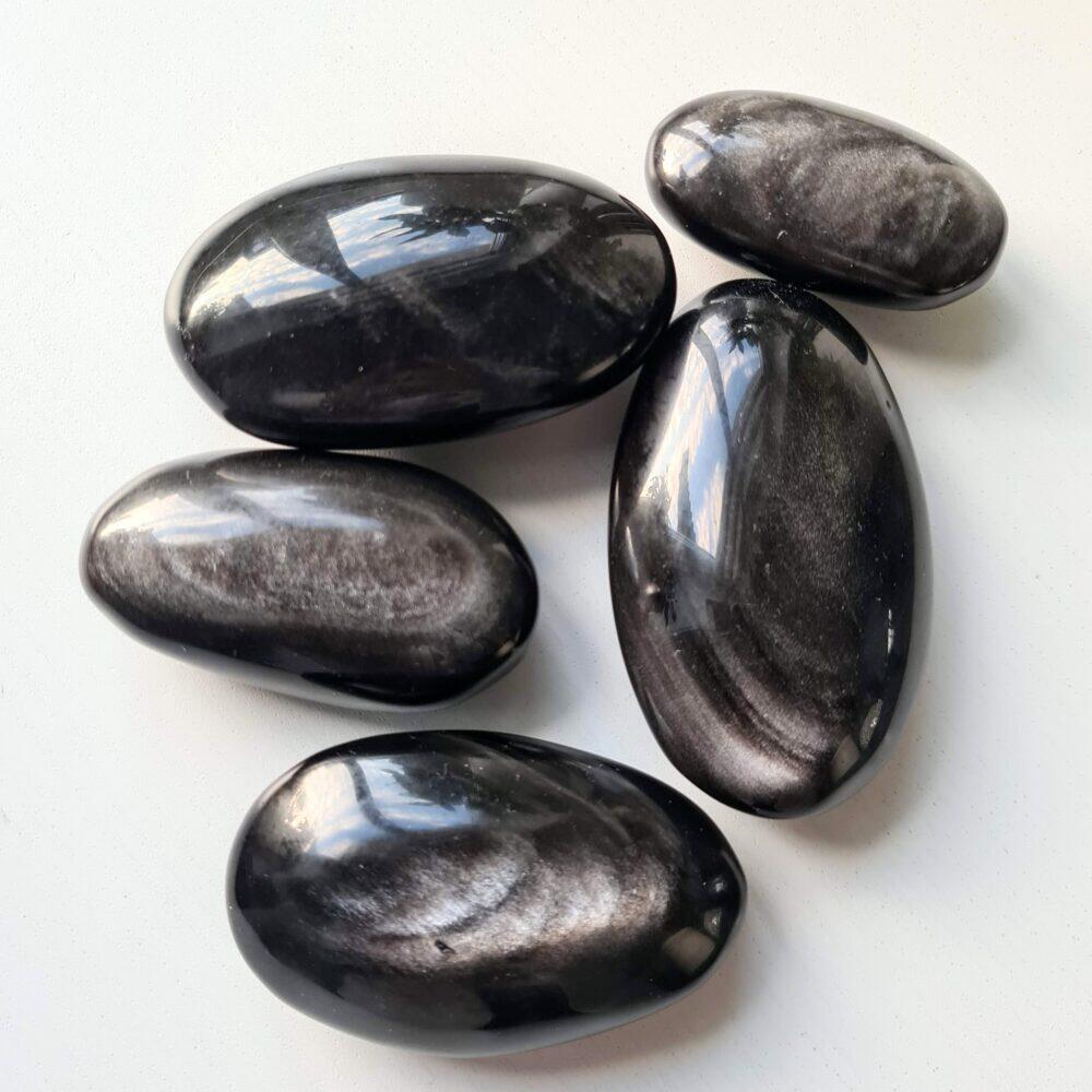 silver sheen obsidian - palmstone